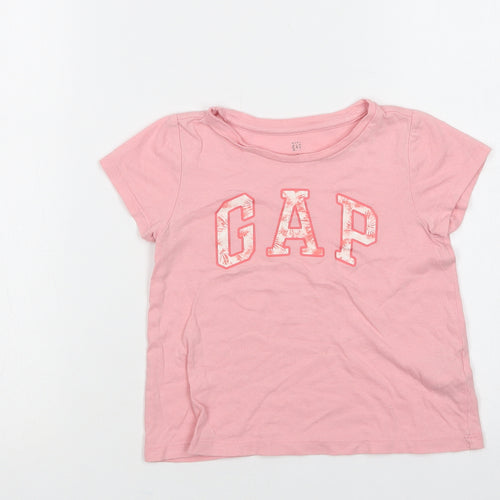 Gap Girls Pink  Cotton Basic Polo Size 3 Years Crew Neck
