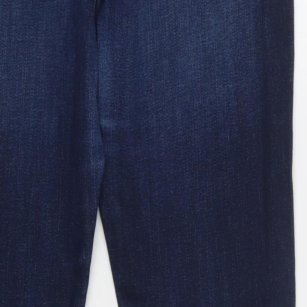 M&S Womens Blue  Cotton Skinny Jeans Size 12 L28 in Regular Button