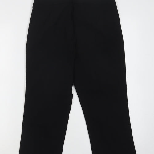 Papaya Womens Black  Viscose Cropped Trousers Size 12 L20 in Extra-Slim Hook & Loop