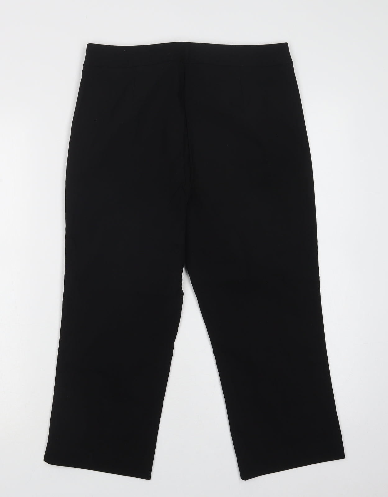 Papaya Womens Black  Viscose Cropped Trousers Size 12 L20 in Extra-Slim Hook & Loop