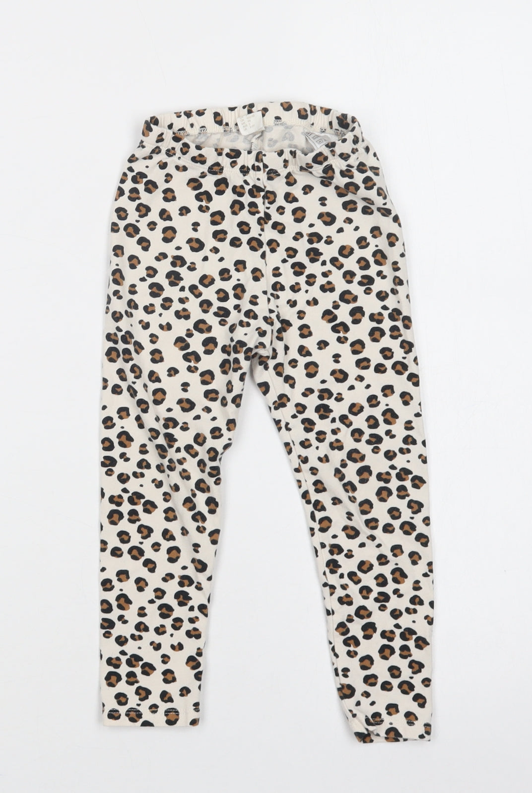 H&M Girls Ivory Animal Print Cotton Jegging Trousers Size 2-3 Years  Regular  - Leggings