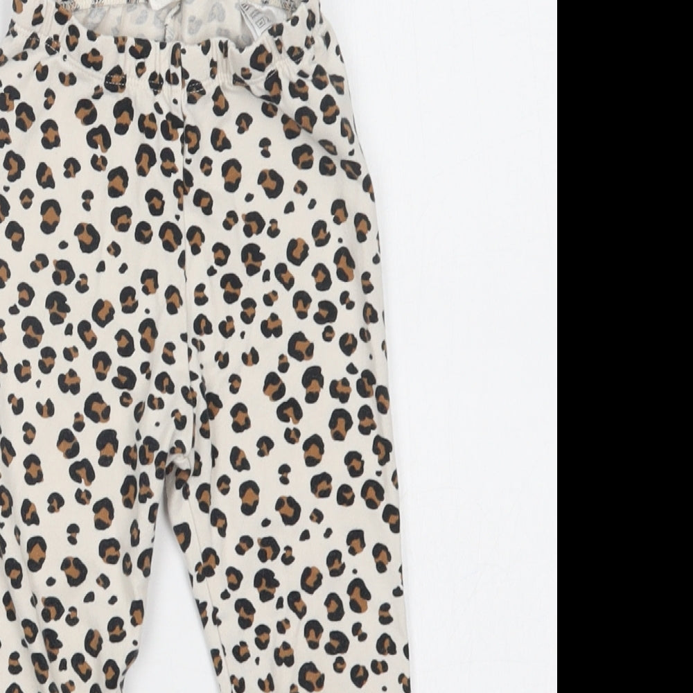 H&M Girls Ivory Animal Print Cotton Jegging Trousers Size 2-3 Years  Regular  - Leggings
