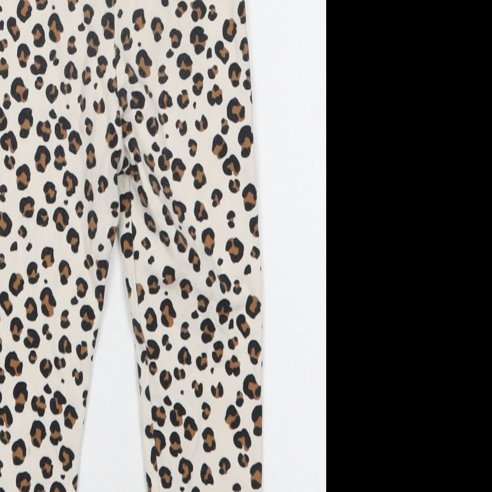 H&M Girls Ivory Animal Print Cotton Jegging Trousers Size 2-3 Years  Regular  - Leggings