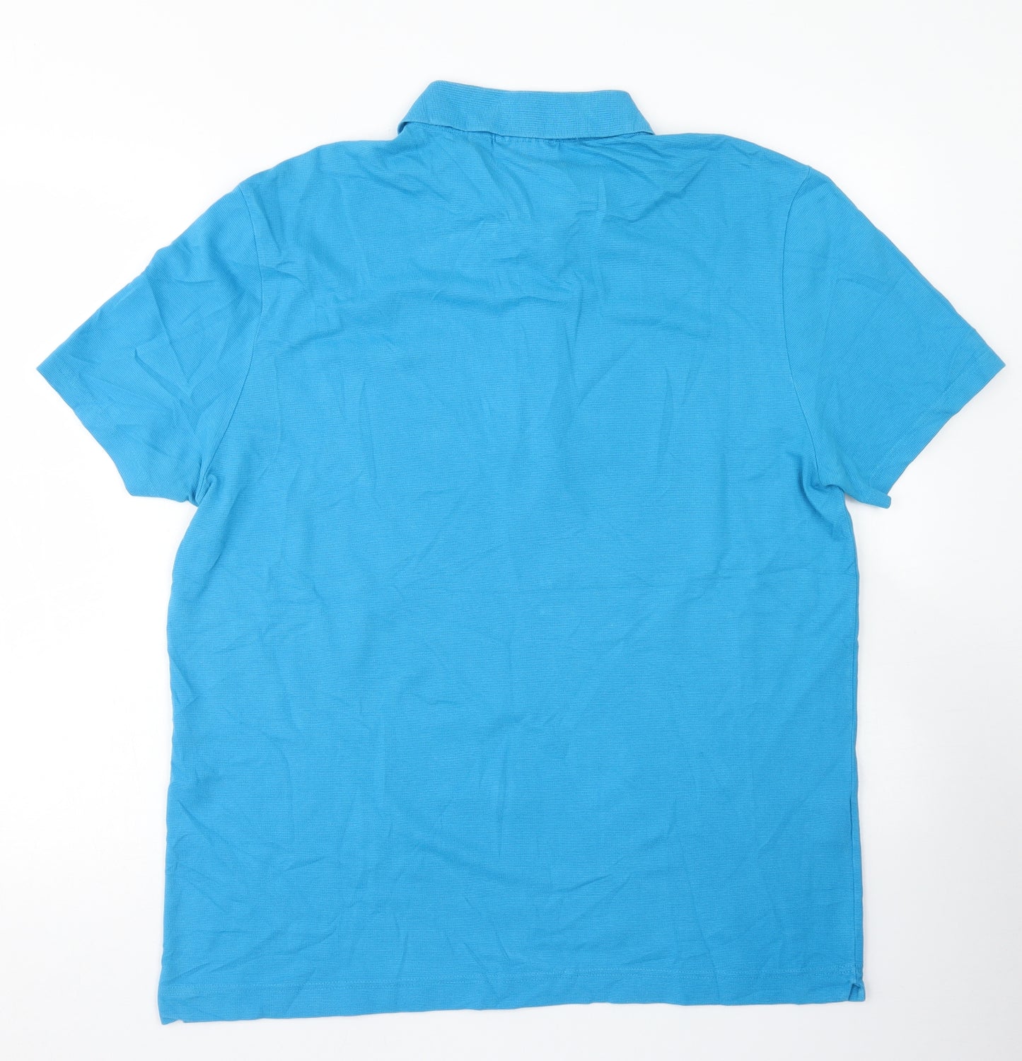 Lacoste Mens Blue  Cotton  Polo Size 2XL Collared Button