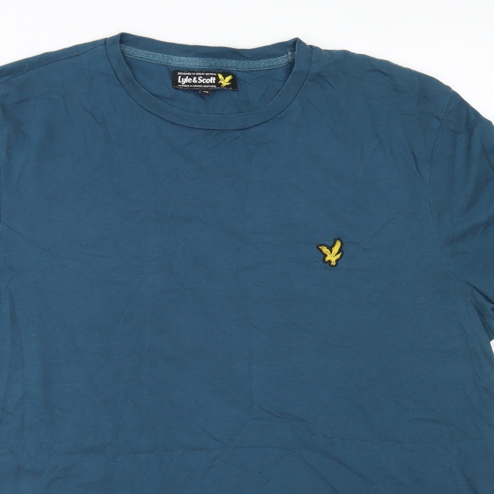 Lyle & Scott Mens Blue  Cotton  T-Shirt Size XL Crew Neck