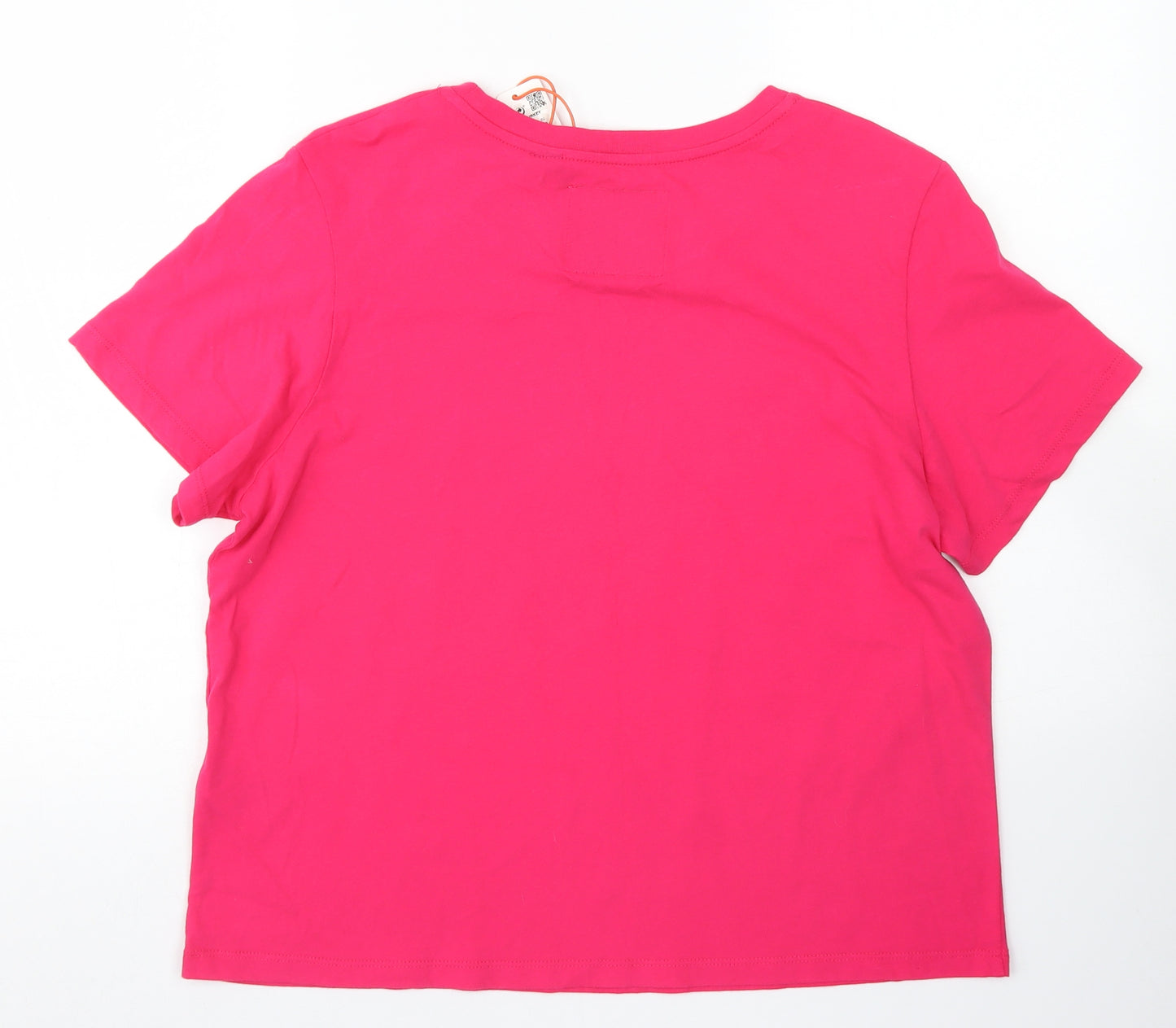 Superdry Womens Pink  Cotton Cropped T-Shirt Size 14 Crew Neck