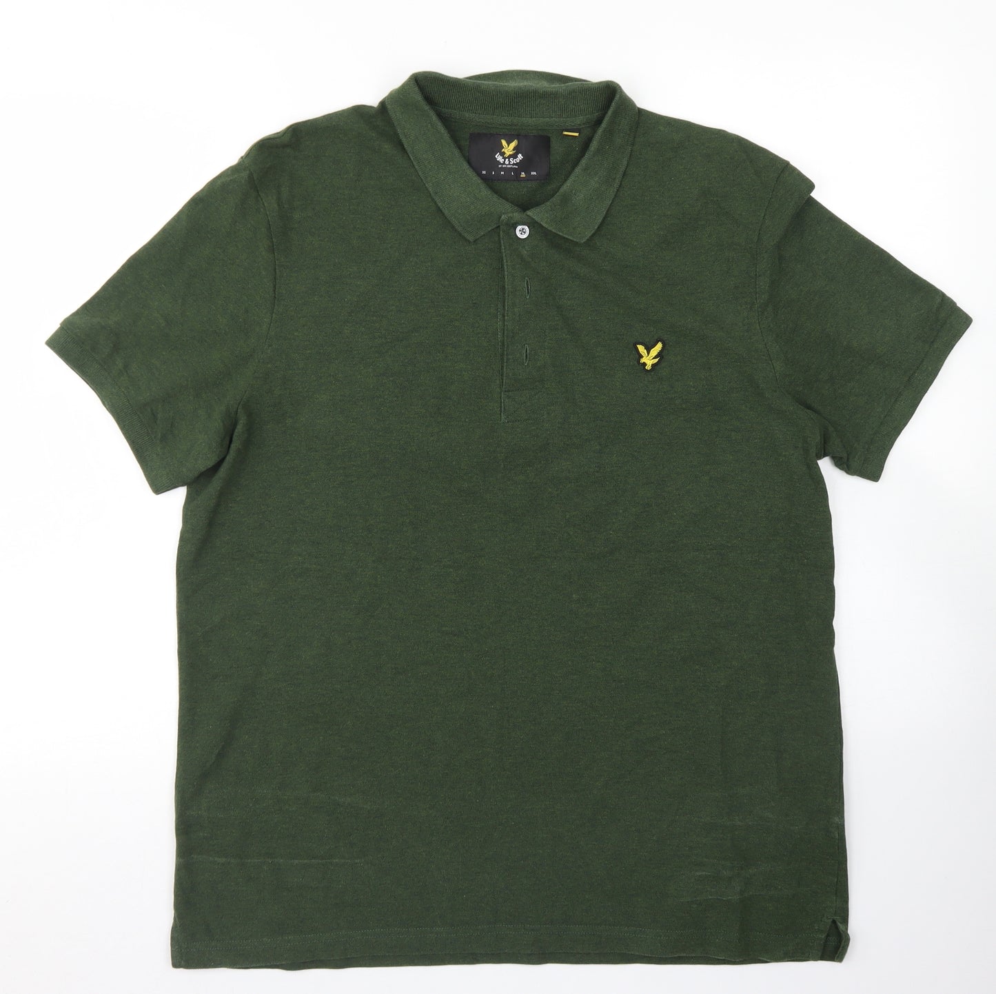 Lyle & Scott Mens Green  Cotton  Polo Size XL Collared Button