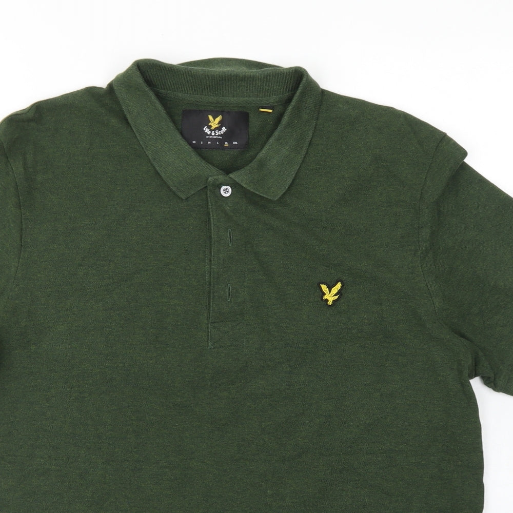Lyle & Scott Mens Green  Cotton  Polo Size XL Collared Button