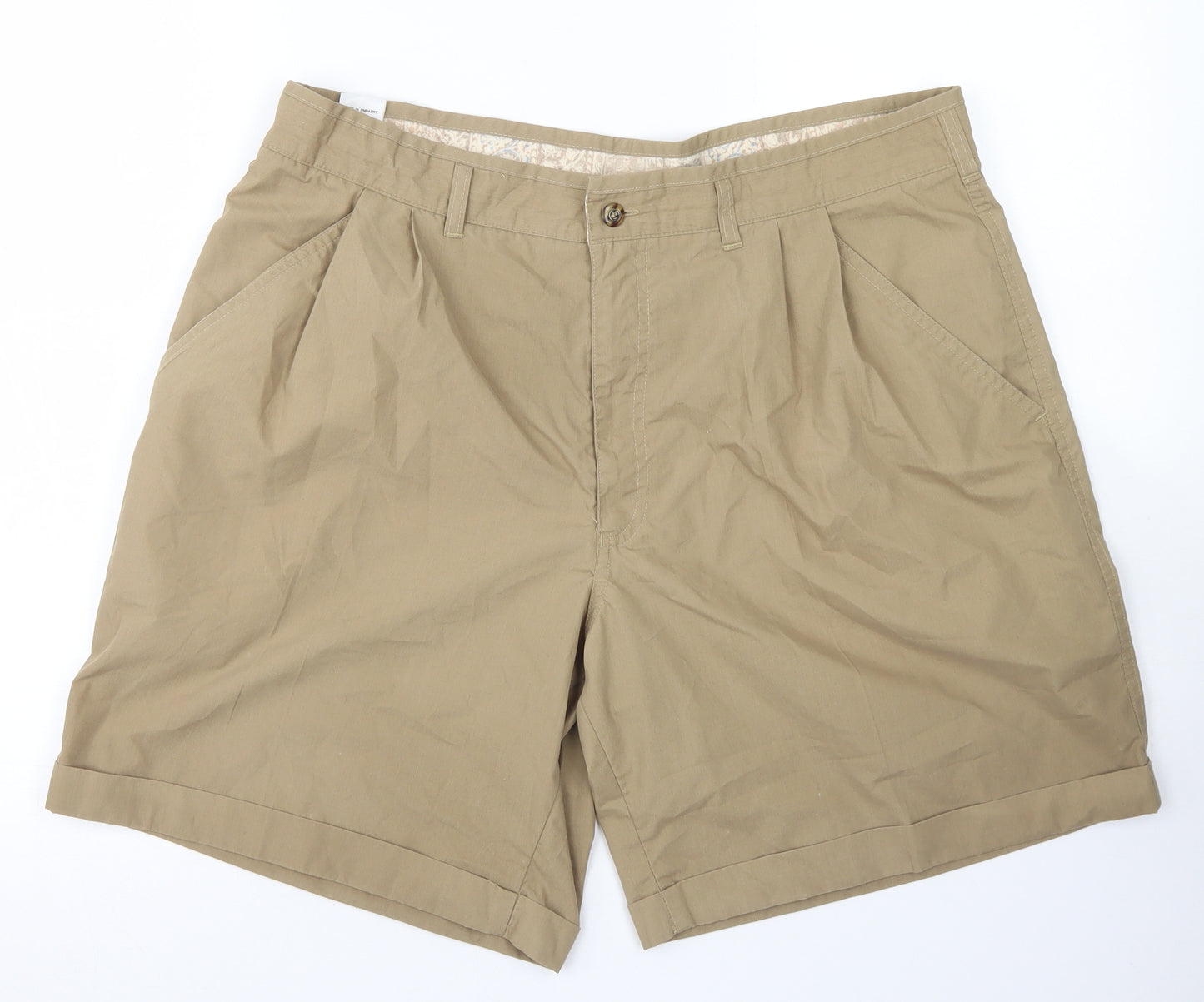St Bernard Mens Brown  Polyester Chino Shorts Size 38 in L6 in Regular Button