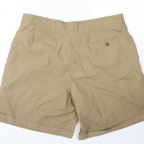 St Bernard Mens Brown  Polyester Chino Shorts Size 38 in L6 in Regular Button
