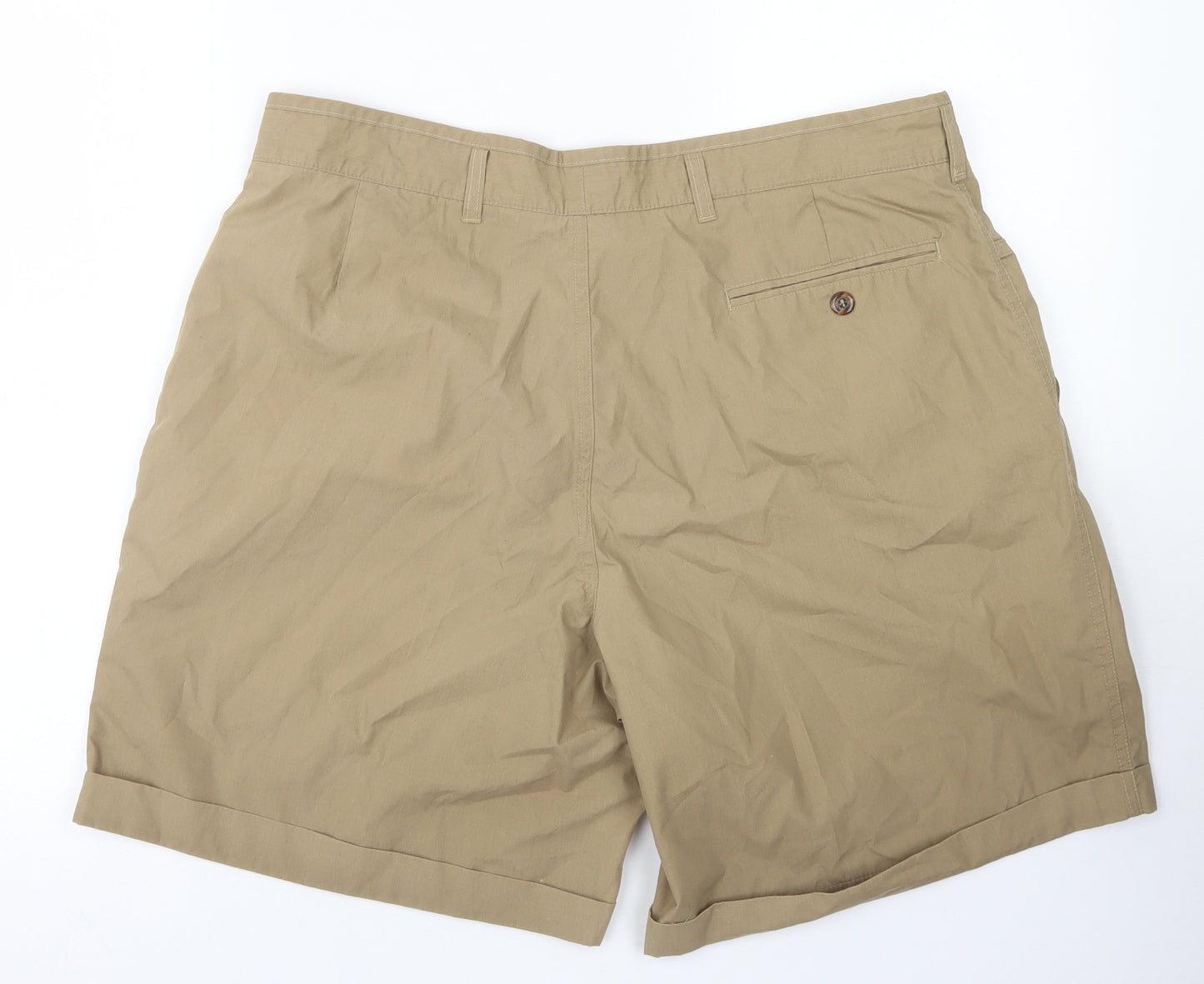 St Bernard Mens Brown  Polyester Chino Shorts Size 38 in L6 in Regular Button