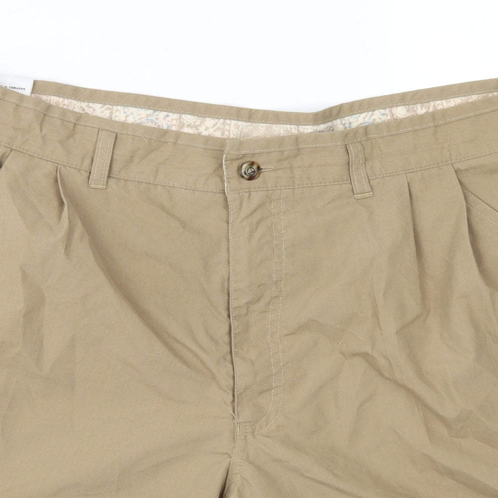St Bernard Mens Brown  Polyester Chino Shorts Size 38 in L6 in Regular Button