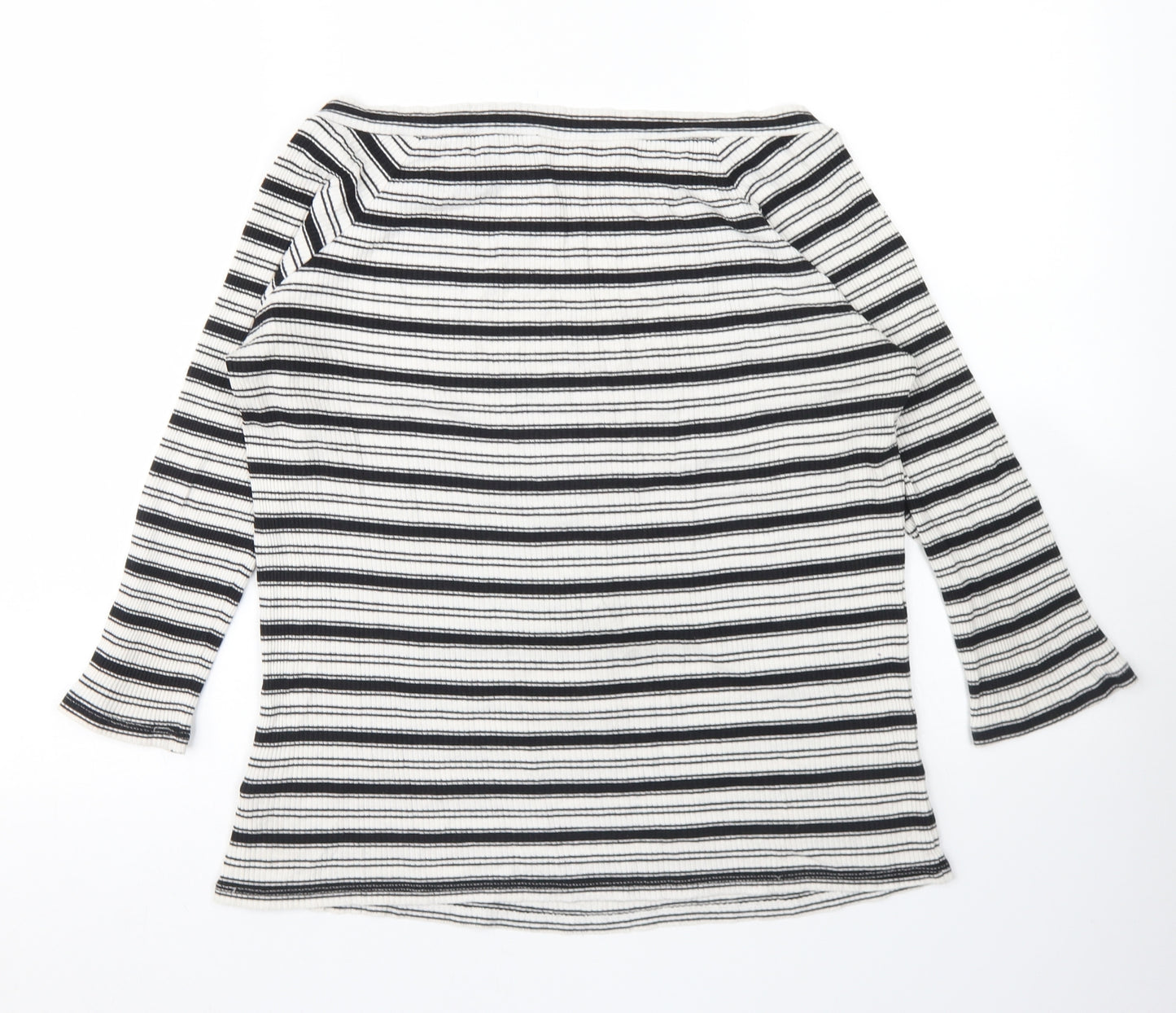 F&F Womens White Striped Viscose Basic T-Shirt Size 18 Off the Shoulder