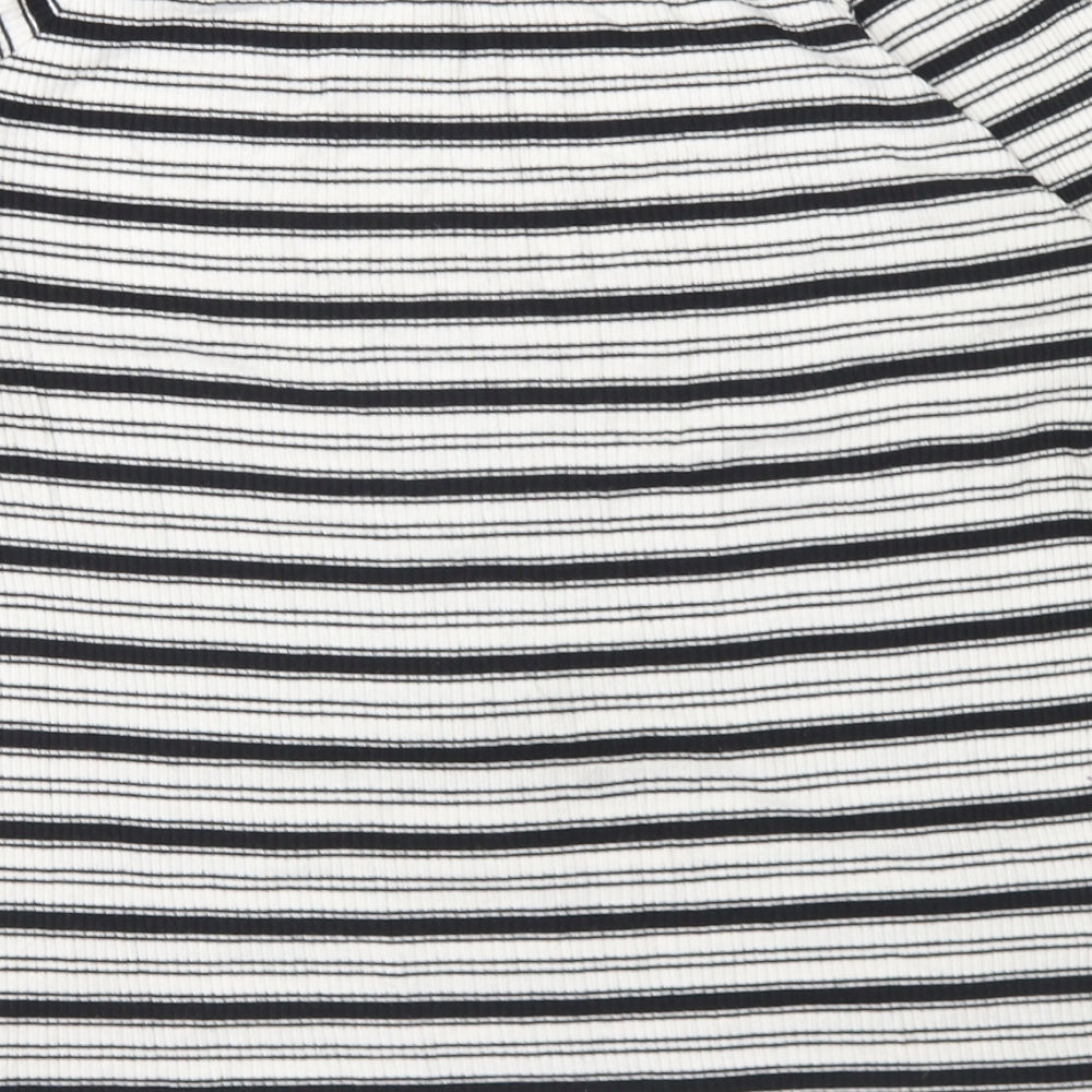 F&F Womens White Striped Viscose Basic T-Shirt Size 18 Off the Shoulder