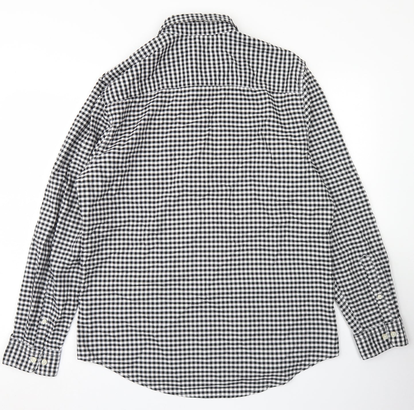 F&F Mens Black Check Cotton  Button-Up Size L Collared Button - The Oxford