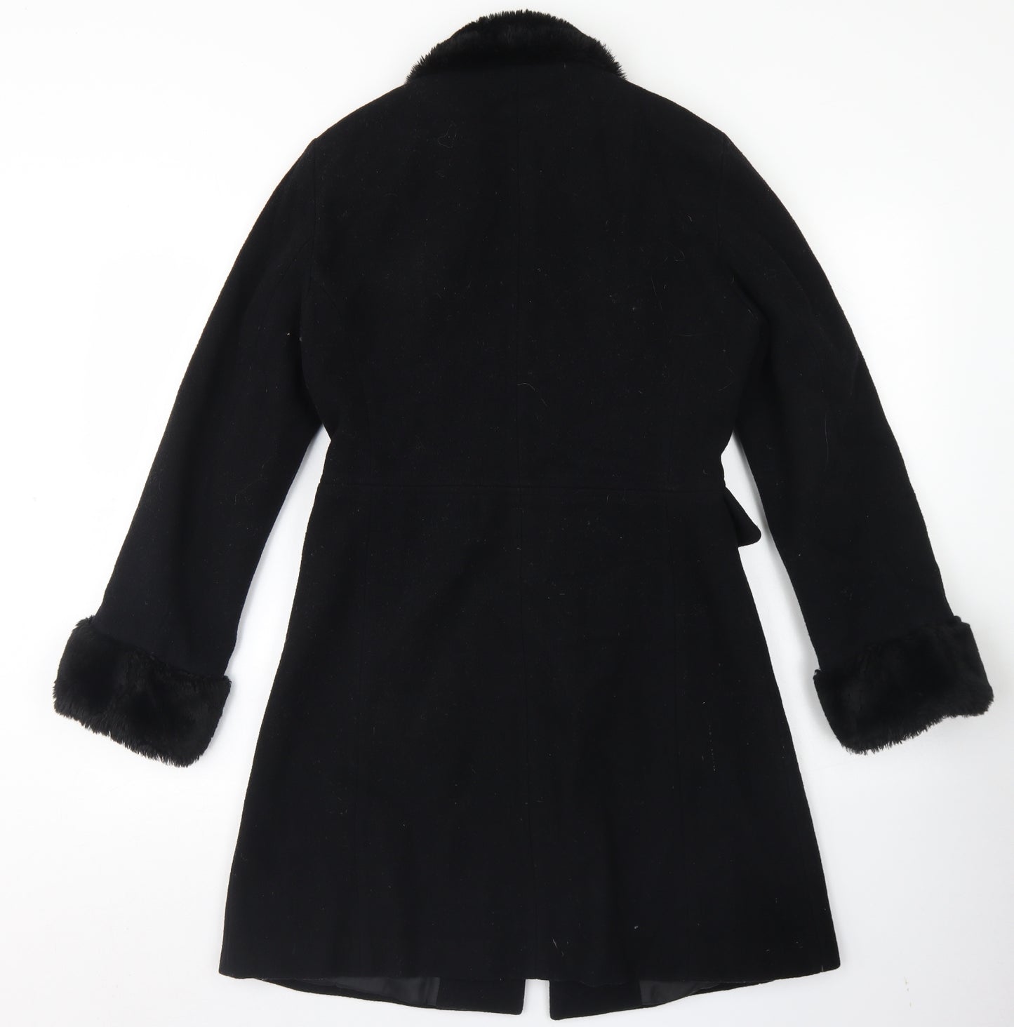 River Island Womens Black   Overcoat Coat Size 10  Button