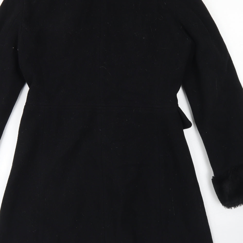 River Island Womens Black   Overcoat Coat Size 10  Button