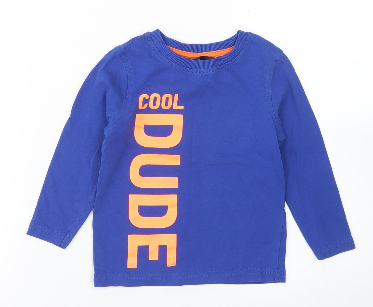 George Boys Blue  Cotton Basic T-Shirt Size 18-24 Months Crew Neck
