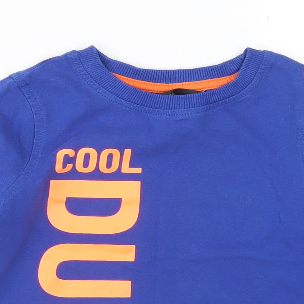 George Boys Blue  Cotton Basic T-Shirt Size 18-24 Months Crew Neck