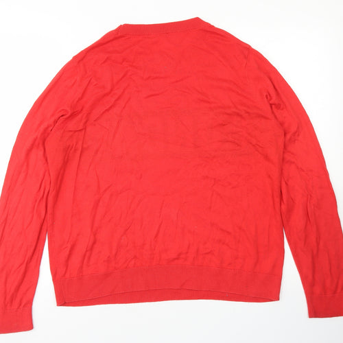 New Look Womens Red Crew Neck  Acrylic Pullover Jumper Size 12