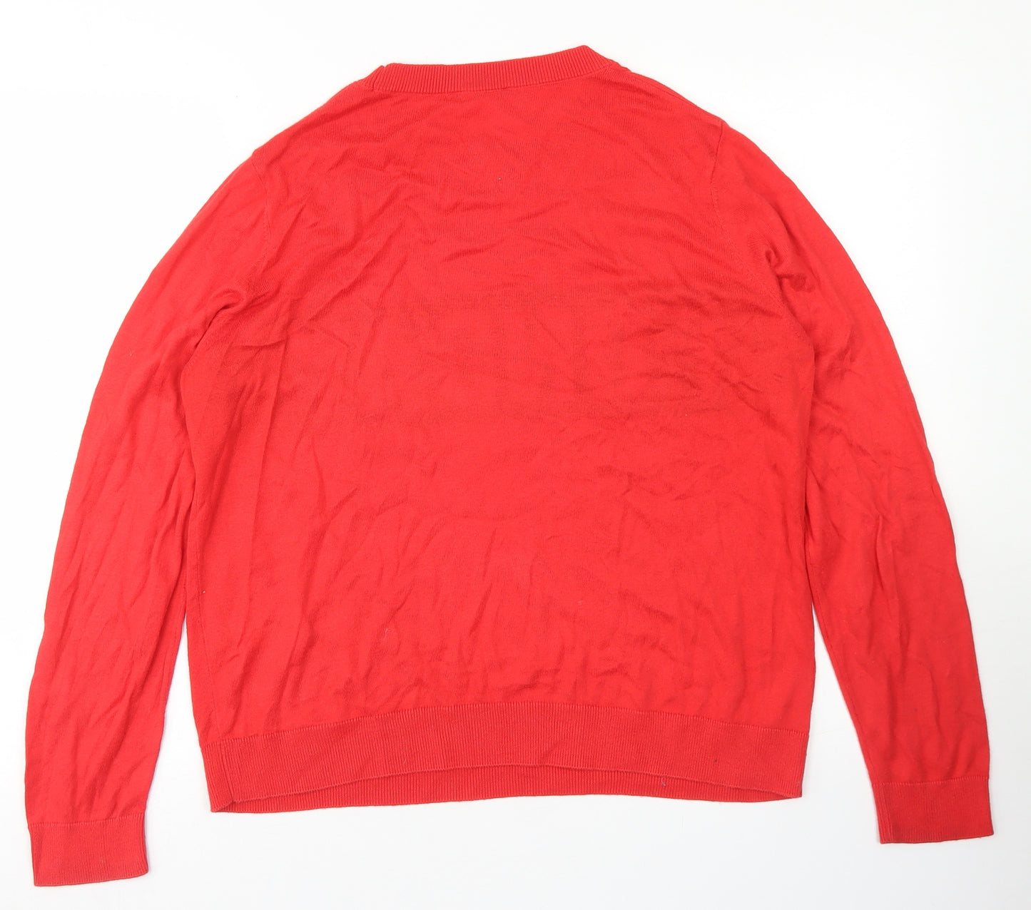 New Look Womens Red Crew Neck  Acrylic Pullover Jumper Size 12