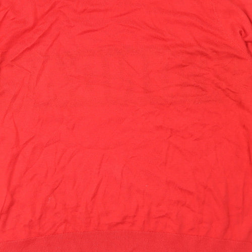 New Look Womens Red Crew Neck  Acrylic Pullover Jumper Size 12