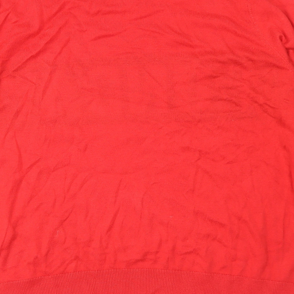 New Look Womens Red Crew Neck  Acrylic Pullover Jumper Size 12