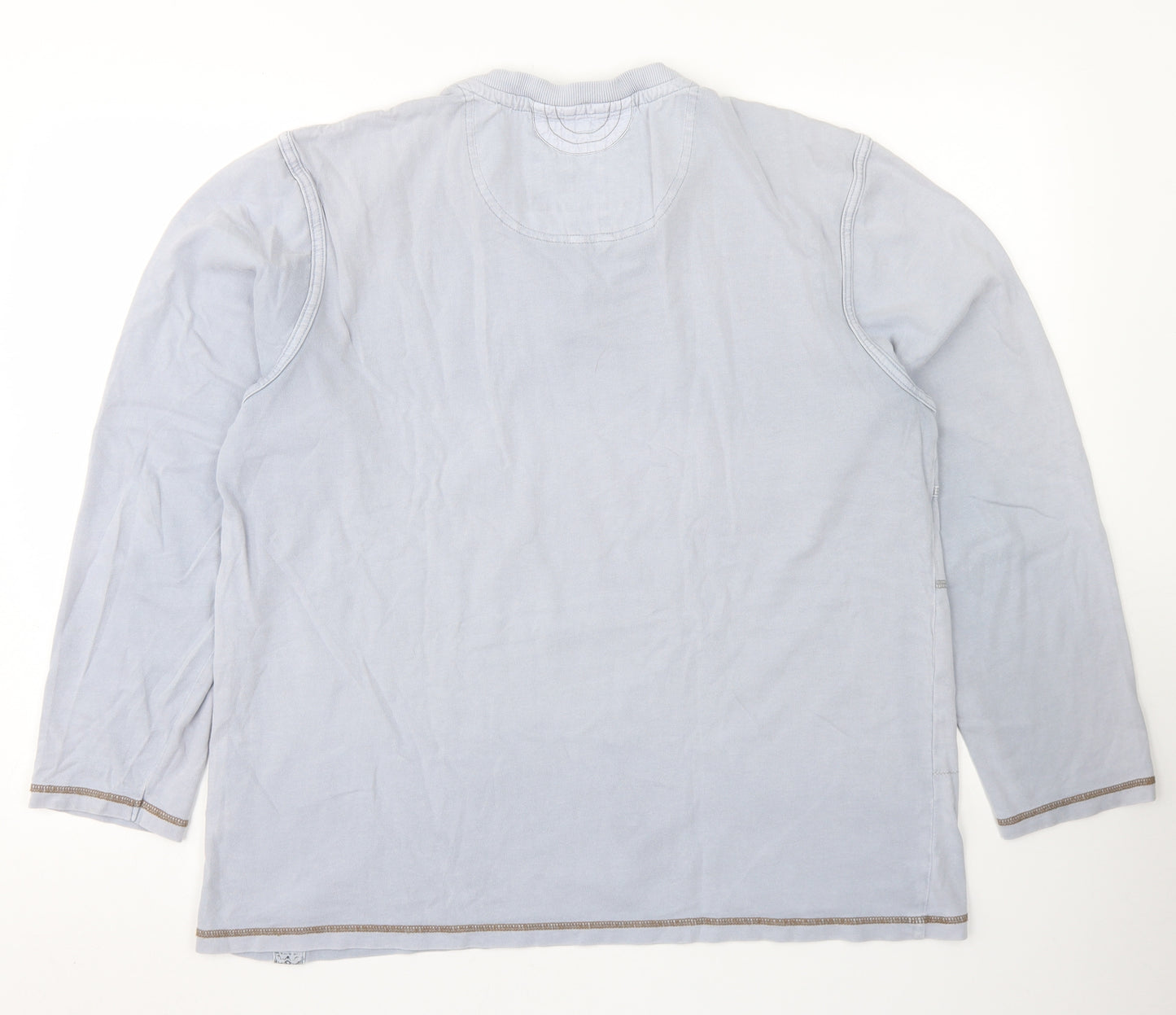 Rocha John Rocha Mens Blue  Cotton  T-Shirt Size L Henley