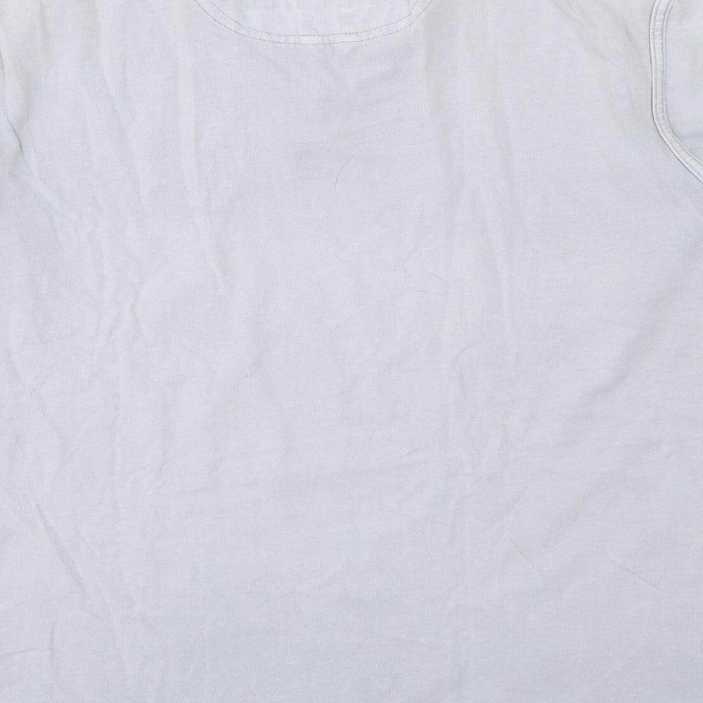 Rocha John Rocha Mens Blue  Cotton  T-Shirt Size L Henley