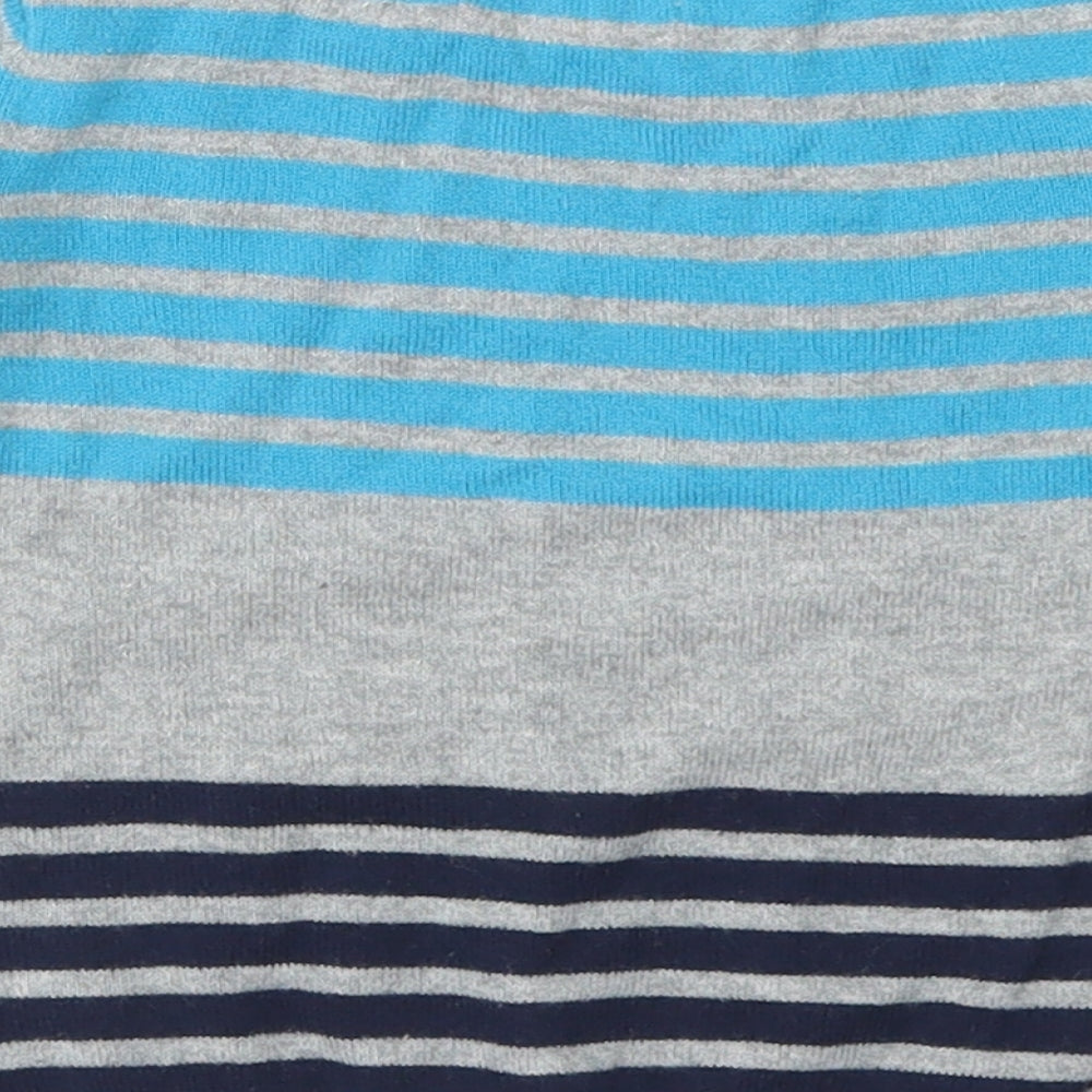 Bluezoo Boys Grey Crew Neck Striped Cotton Pullover Jumper Size 2-3 Years