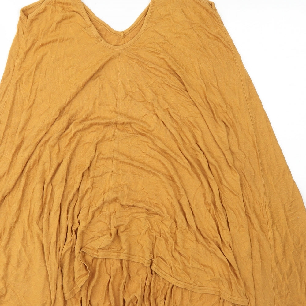 Boohoo Womens Yellow  Viscose Trapeze & Swing  Size 12  Round Neck