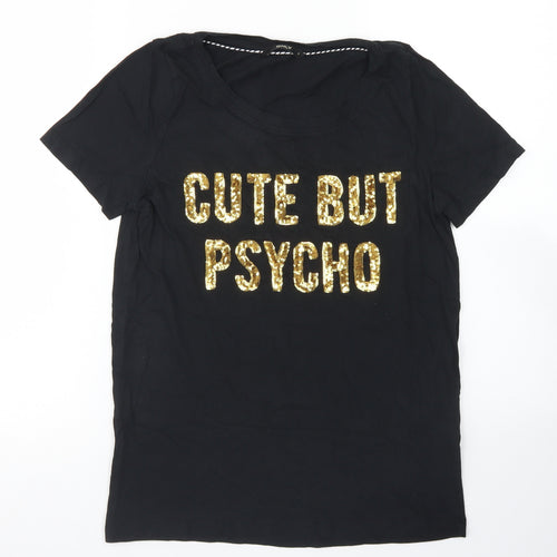 Only Womens Black  Cotton Basic T-Shirt Size S Crew Neck