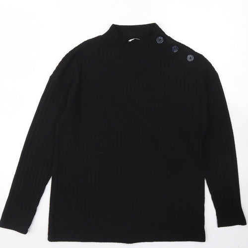TU Womens Black  Polyester Basic T-Shirt Size 8 Mock Neck