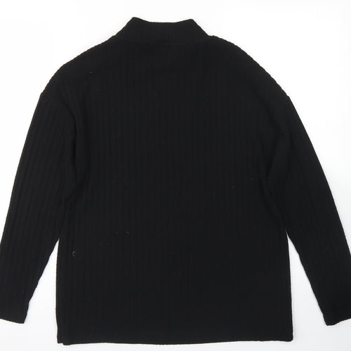 TU Womens Black  Polyester Basic T-Shirt Size 8 Mock Neck