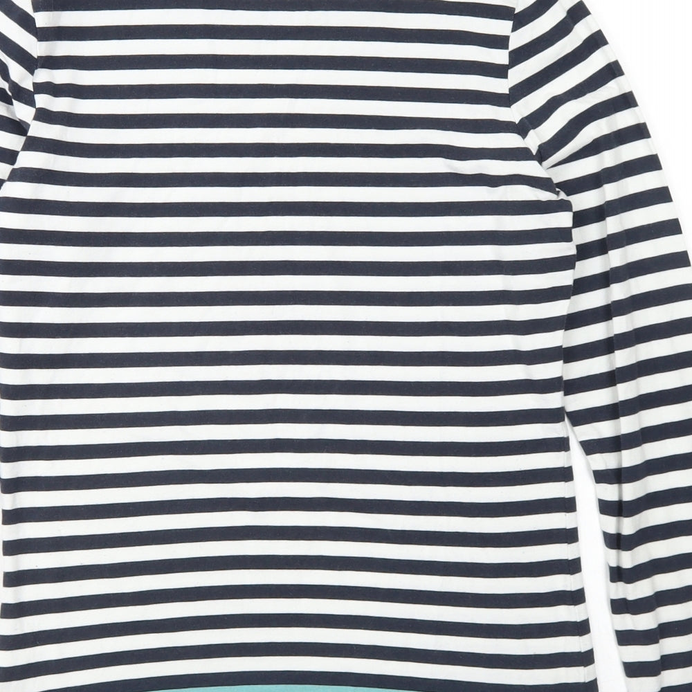 TU Womens Blue Striped Cotton Basic T-Shirt Size 12 Round Neck