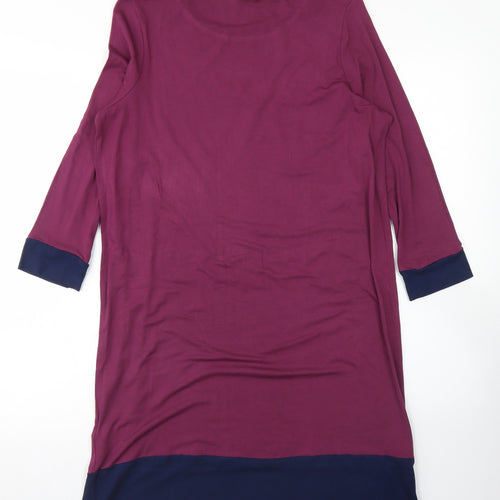 TU Womens Purple Colourblock Viscose A-Line  Size 12  Round Neck