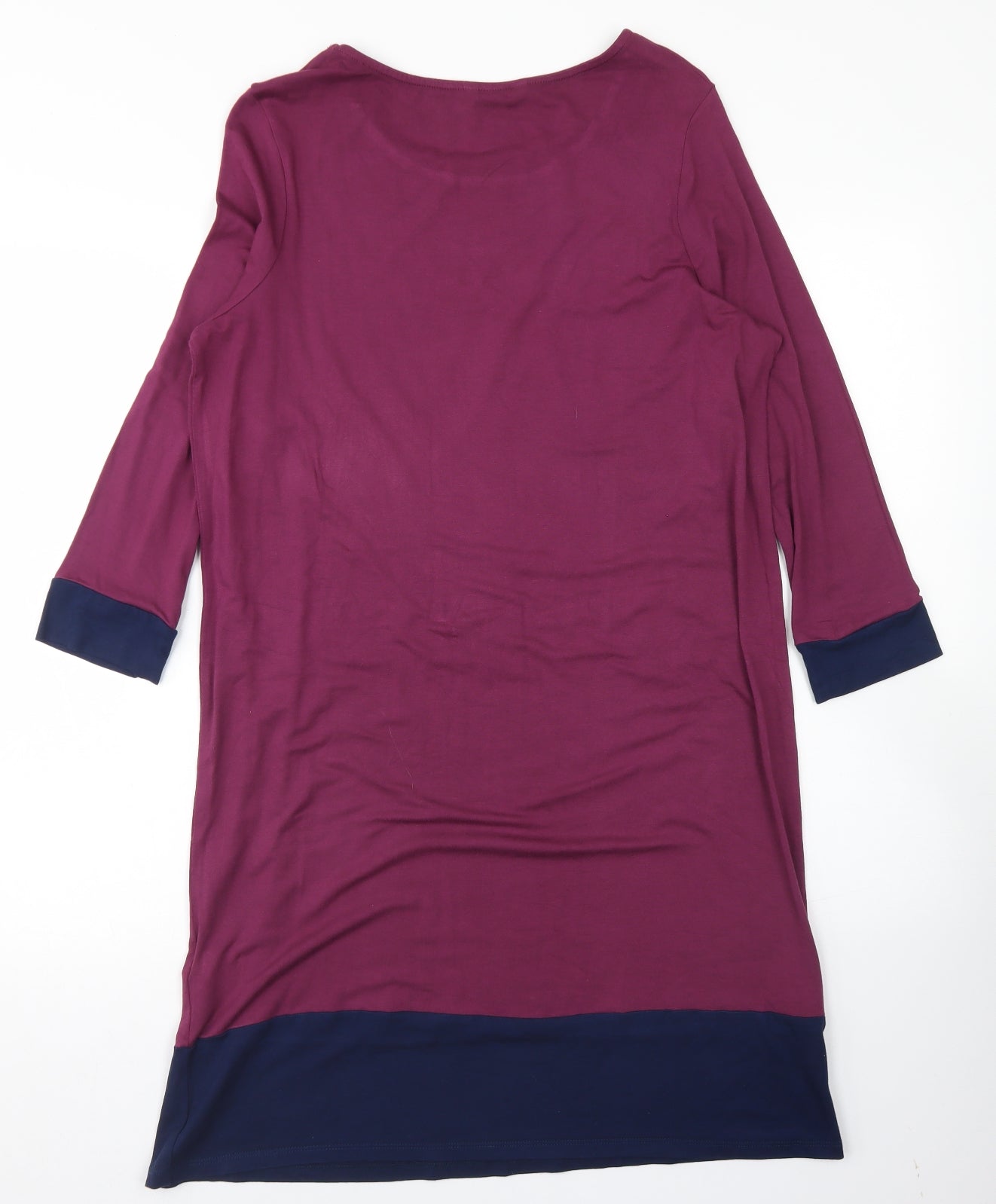 TU Womens Purple Colourblock Viscose A-Line  Size 12  Round Neck