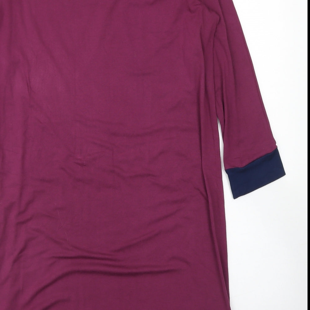 TU Womens Purple Colourblock Viscose A-Line  Size 12  Round Neck