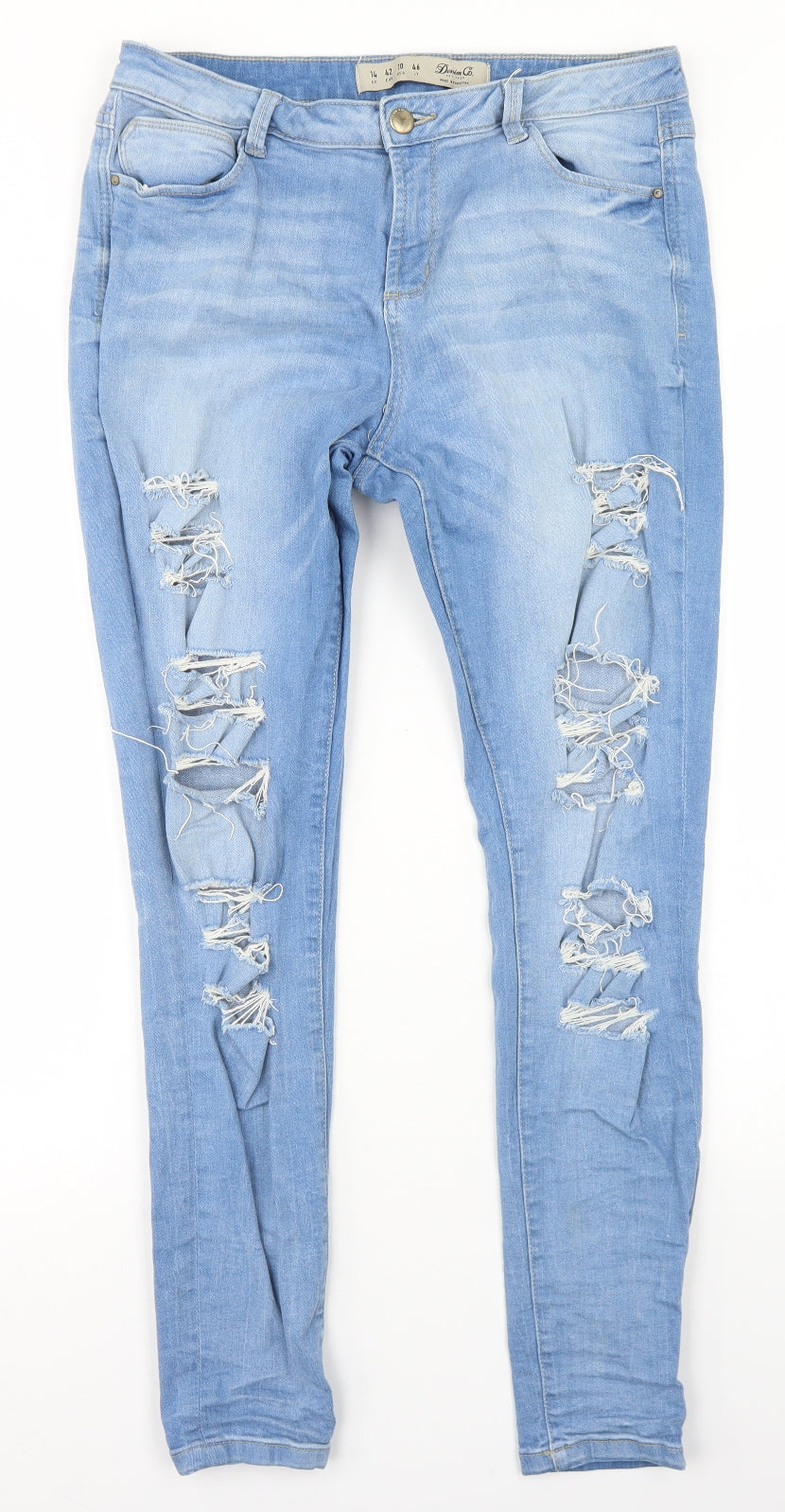Denim Co Womens Blue  Cotton Skinny Jeans Size 14 L28 in Regular Button