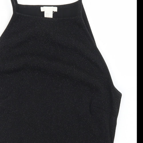 H&M Womens Black  Polyester Camisole Blouse Size M Square Neck