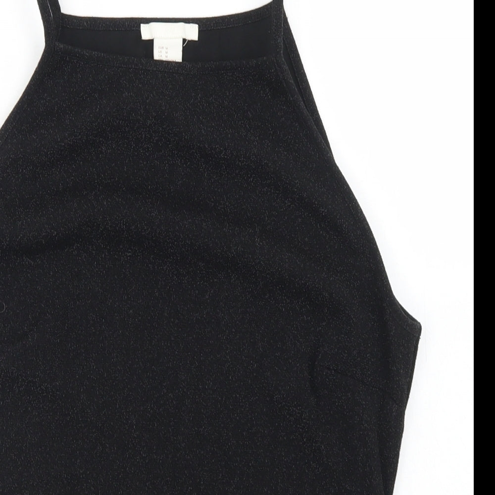 H&M Womens Black  Polyester Camisole Blouse Size M Square Neck