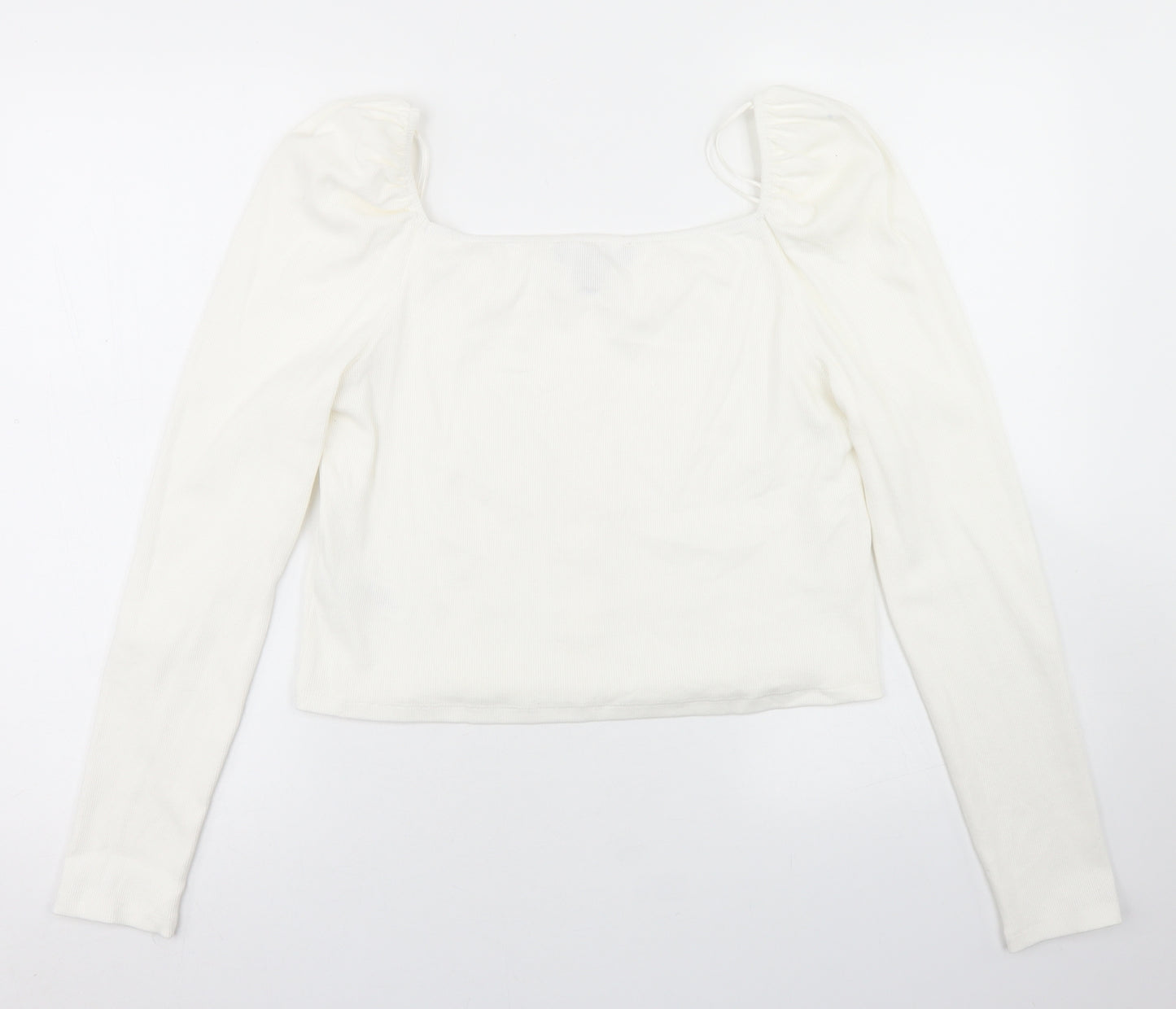 Primark Womens White  Cotton Basic T-Shirt Size L Square Neck