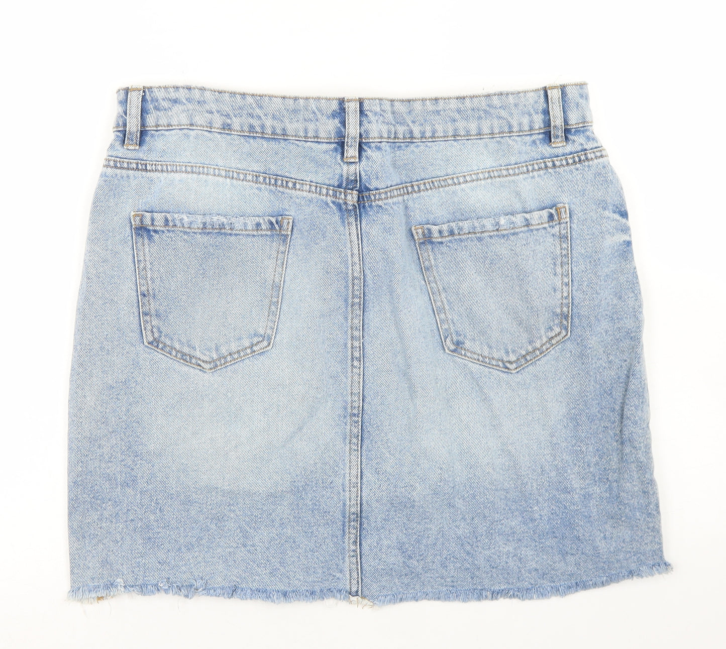 New Look Womens Blue  Cotton A-Line Skirt Size 14   Button