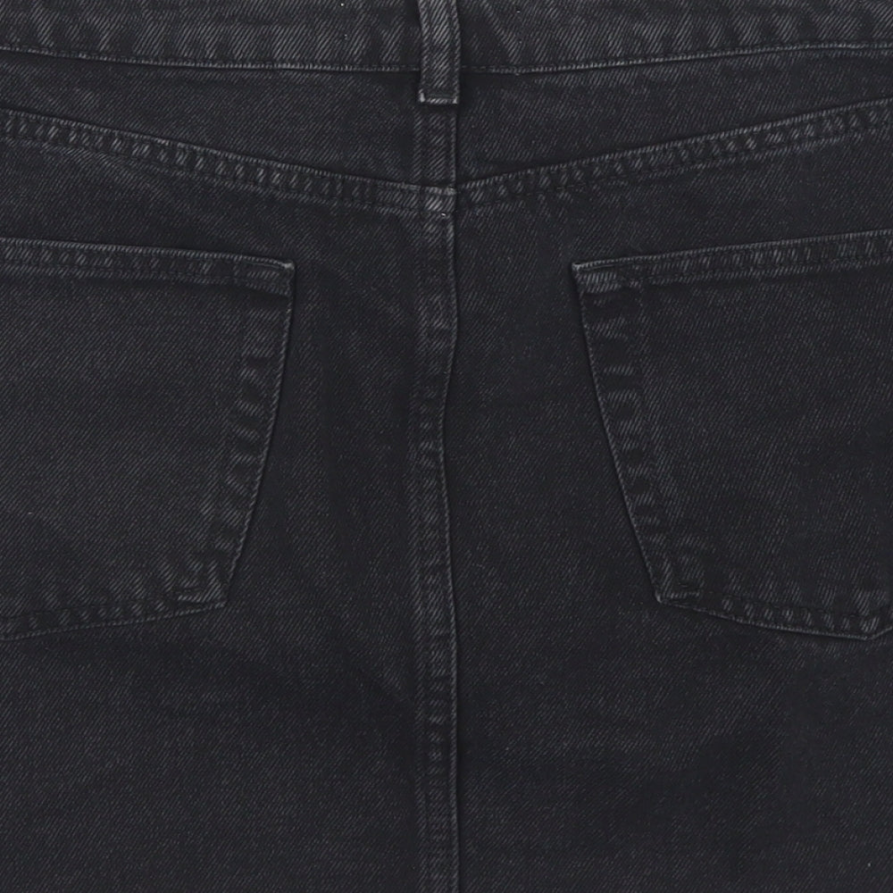 Denim Co Womens Black  Cotton A-Line Skirt Size 16   Button