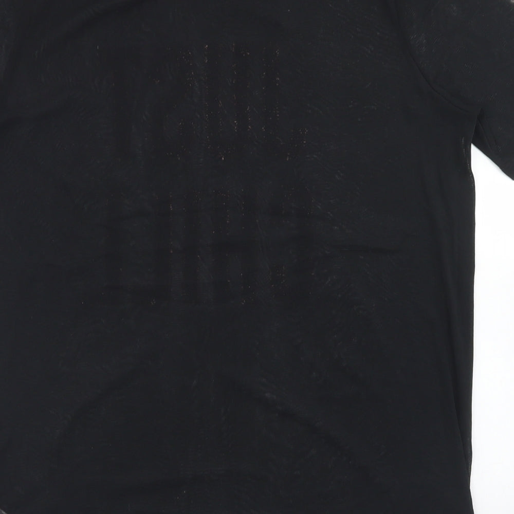 FOREVER 21 Womens Black  Nylon Basic T-Shirt Size L Crew Neck