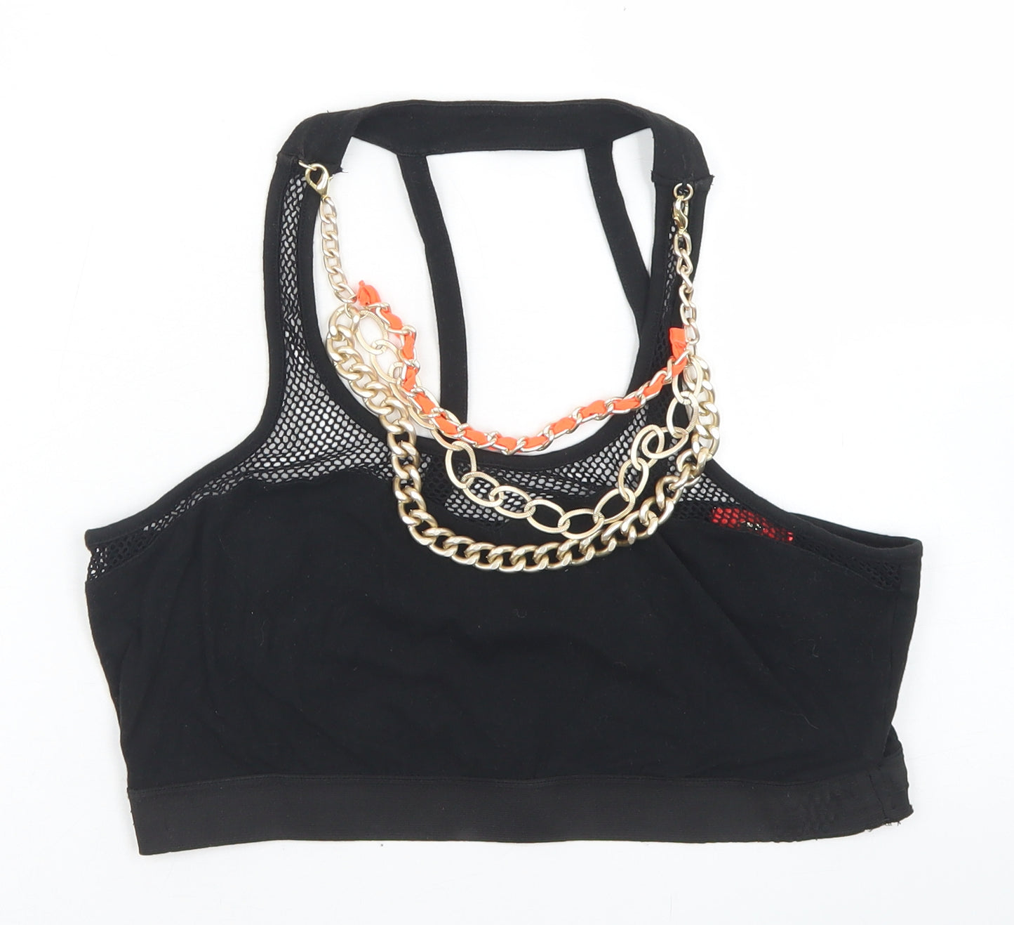River Island Womens Black  Cotton Cropped Tank Size L Round Neck