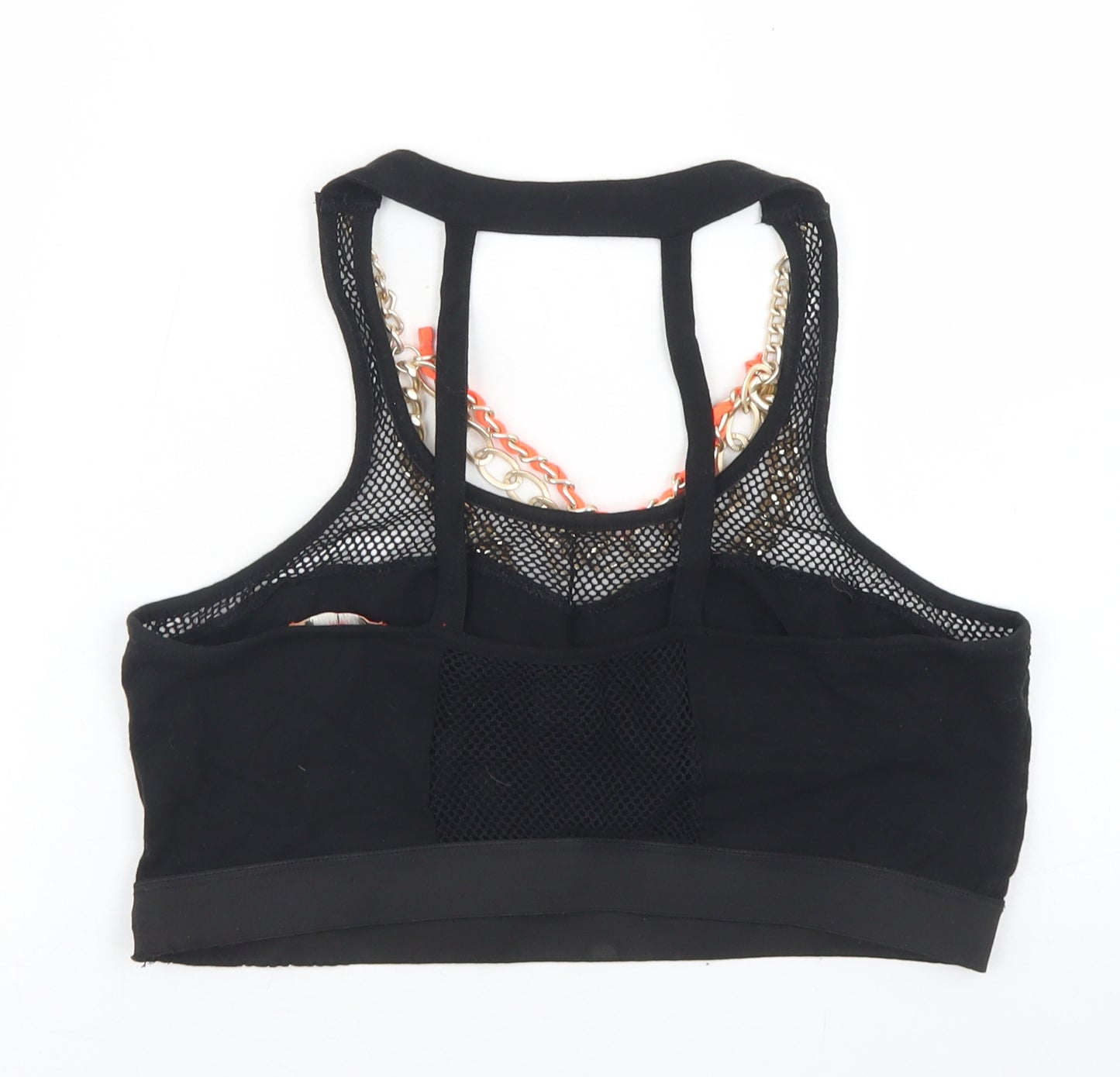 River Island Womens Black  Cotton Cropped Tank Size L Round Neck