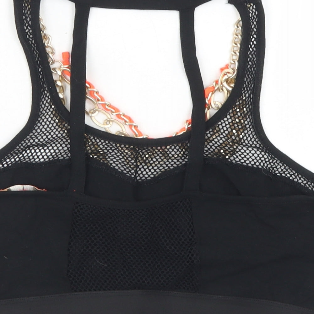 River Island Womens Black  Cotton Cropped Tank Size L Round Neck