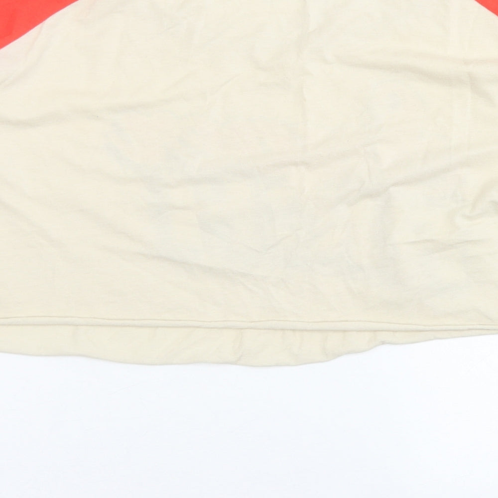 Topshop Womens Brown Colourblock Cotton Cropped T-Shirt Size 16 Crew Neck