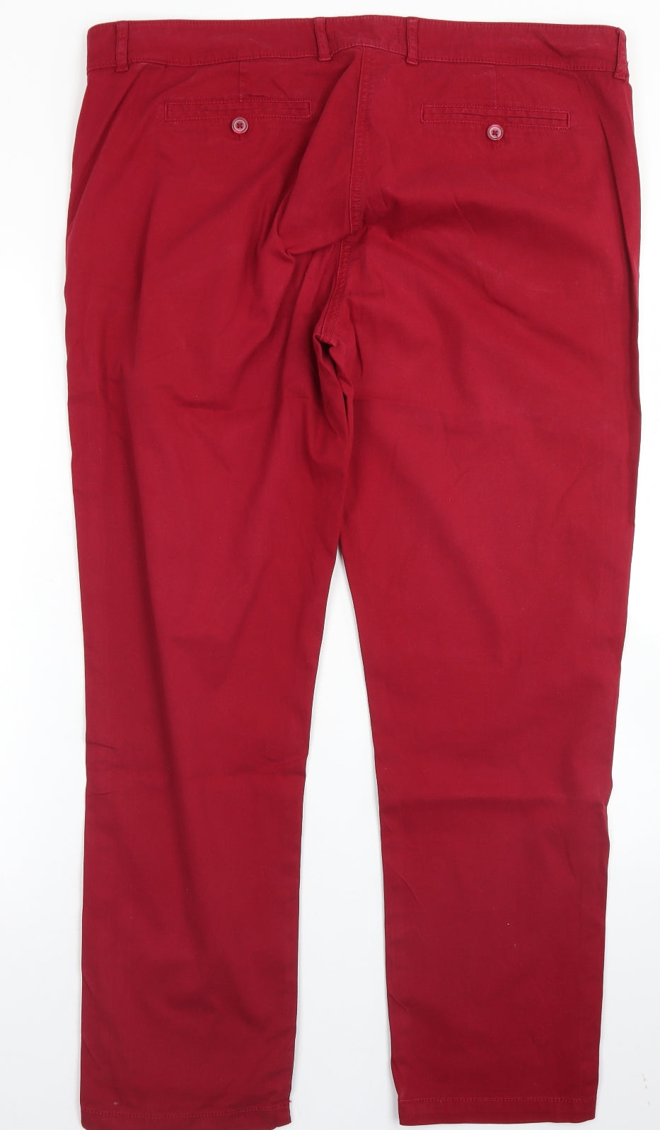 M&S  Womens Red  Cotton Chino Trousers Size 18 L29 in Regular Button